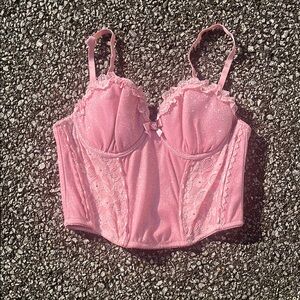 ‼️NWT‼️Dolls Kill X Sugar Thrillz Elegant Pink Lace Bustier Size Medium